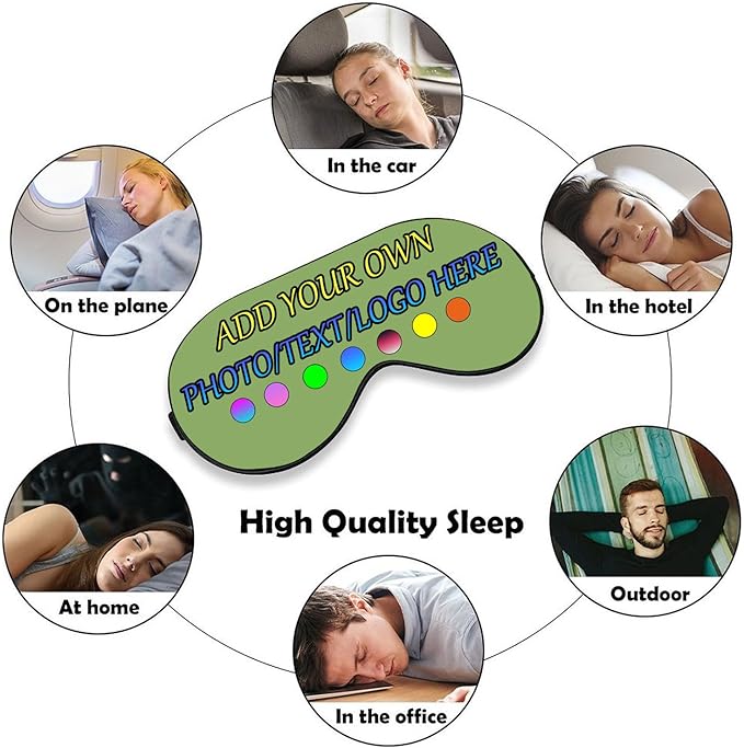 Personalized Eye Mask, Custom Eyeshade Blindfold Add Your Design Image Text Customized Eye Cover with Adjustable Strap for Sleeping Travel Work Naps Blocks Light, Fruit Green