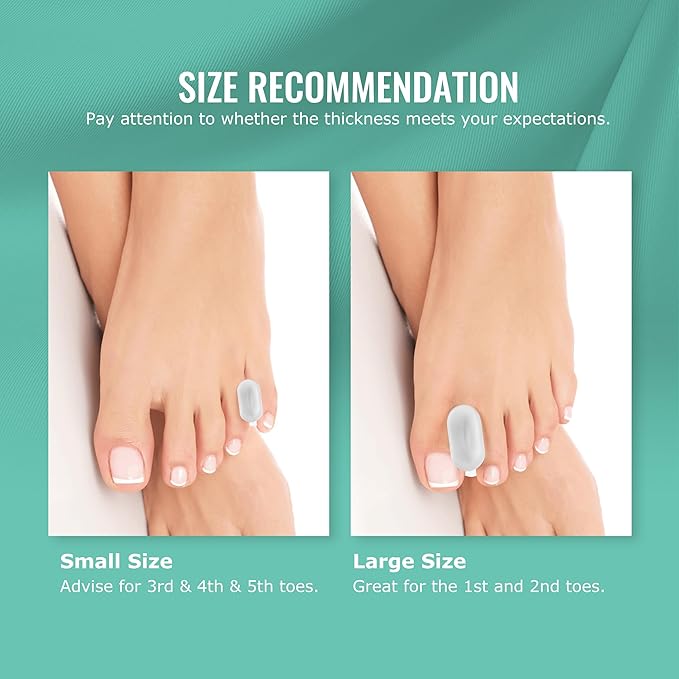 Welnove Upgraded Gel Toe Separators – 8-Pack Aloe Vera Extract Infused Silicone Toe Spacers for Straightening Overlapping Toes, Calluses – Bunion Corrector for Men and Women (Large, Clear)