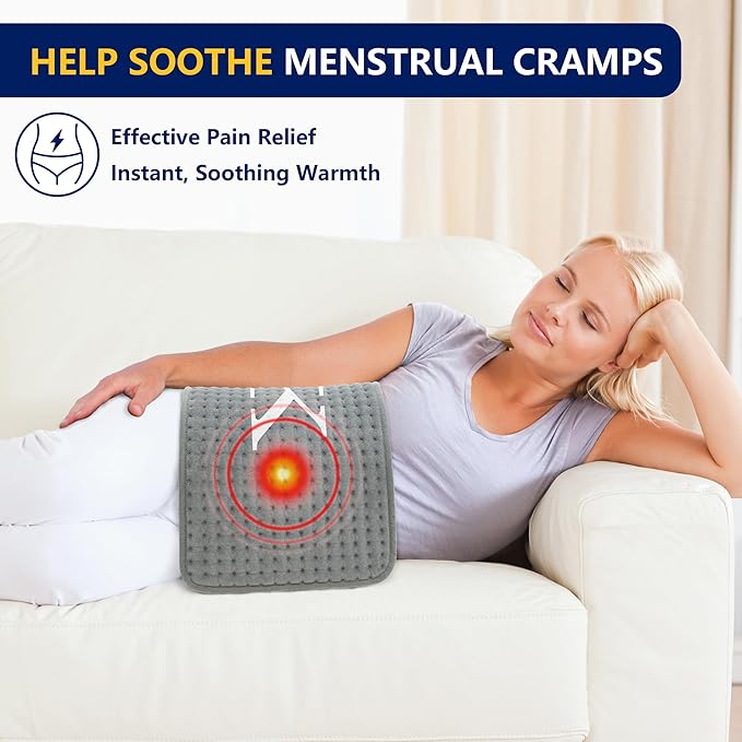 Heating Pad for Back & Period Cramps, 12"x24" Large Electric Heat Pads for Neck/Shoulder Muscle Pain Relief, 9 Heating & 4 Timer Setting Auto Shut Off Dry/Moist Heated Blanket, Birthday Christmas Gift