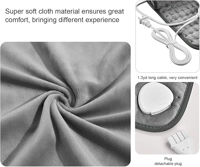Electric Heating Pad, 6 Temperature Heat Pad, 15.7x11.8 Inch Back Heating Pad for Period Cramps, Back Pain Relief, Neck Shoulders