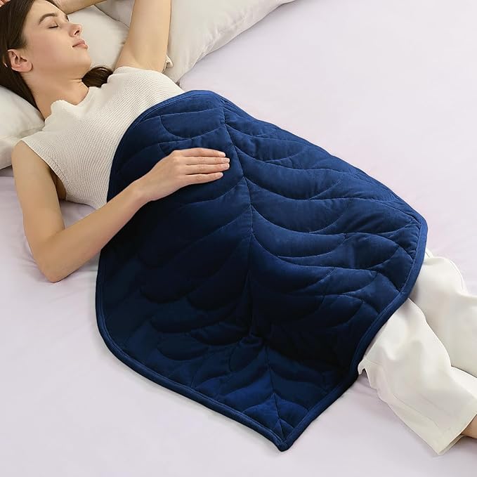 Kaisa Weighted Blanket for Adults(5 lbs, 23" x 29"), Soft Weighted Lap Blanket Machine Washable, Small Heavy Blankets with Glass Beads for Travel & Sleep,Navy Blue