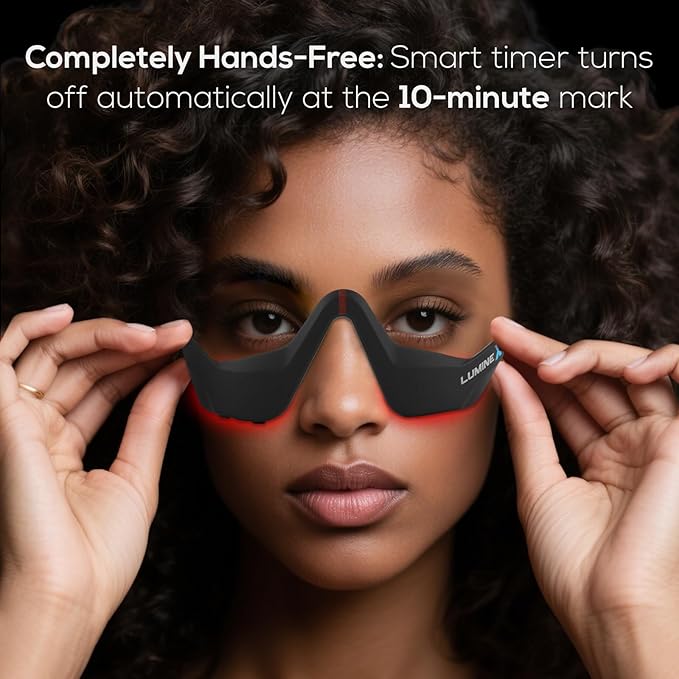Under-Eye Red Light Therapy Device, & Microcurrent Eye Massager, Puffiness, Eye Bags - Red Light Therapy Glasses for Reducing Wrinkles and Fine Lines