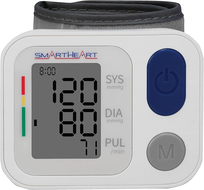 SmartHeart Blood Pressure Monitor | Adult Wrist Cuff | 2-Person Memory | 398 Total Reading Storage | Easy to Use | Automatic Inflation and Deflation