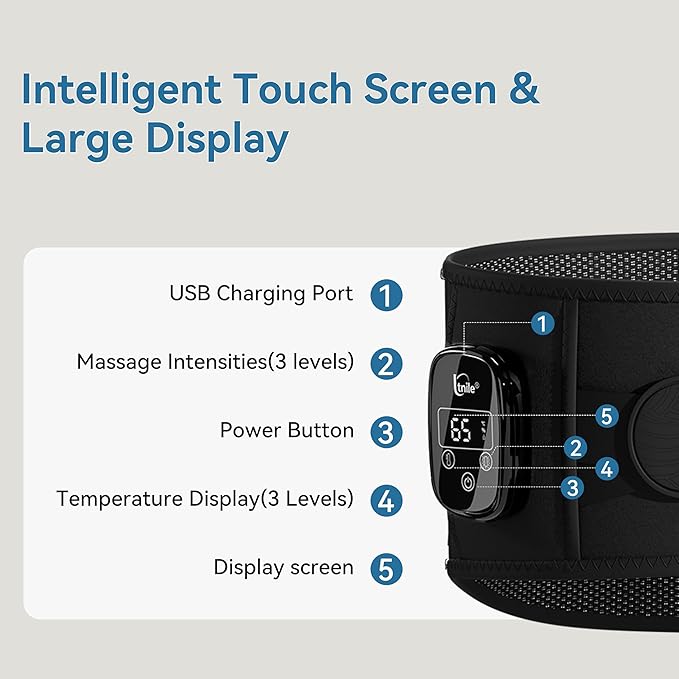 Cordless Portable Heating Pad with Massager for Back Pain Relief,5000mAh Rechargeable Lower Back Massager with 3 Heat 3 Vibration,Wireless Heating Pad for Cramps,Back Support Heat Massage Belt