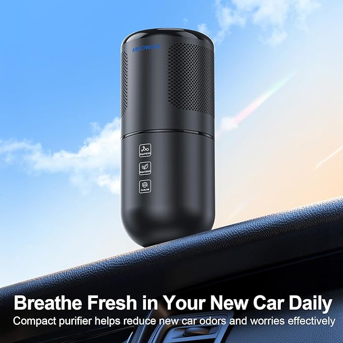Mini Air Purifier for Car & Home, True HEPA Filter with Formaldehyde Removal & Real-Time Air Quality Monitor, Portable Desktop Odor Absorber for Smoke, Pet Smells