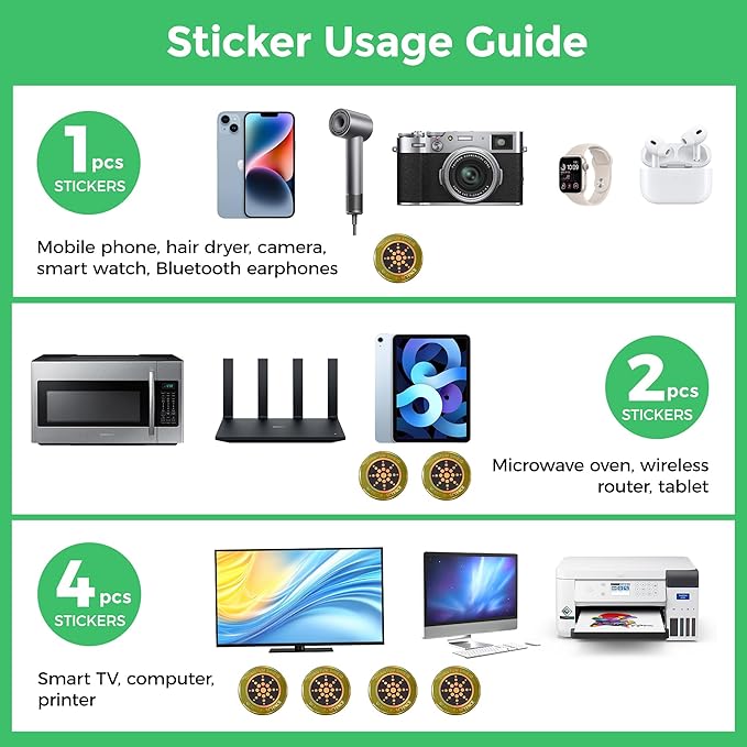 6 Pieces Emf Stickers，Phone Protection Blocker for Smart Phones、5G Tablets Laptops、WiFi 、TV Electronic Devices