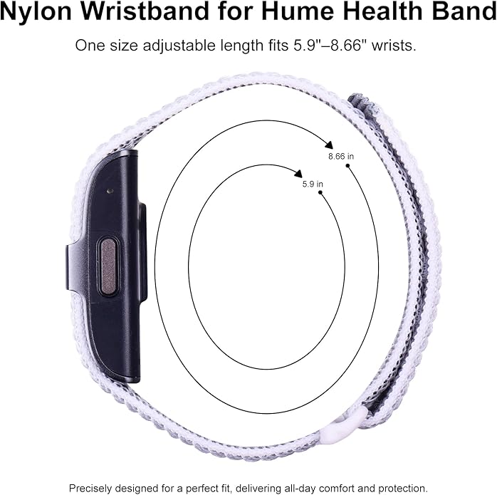 3-Pack Nylon Loop Sport Replacement Bands Compatible with Hume Health Band, Soft Breathable Adjustable Wrist Band for Hume Band Replacement Strap Wristband for Fitness Tracker Women Men
