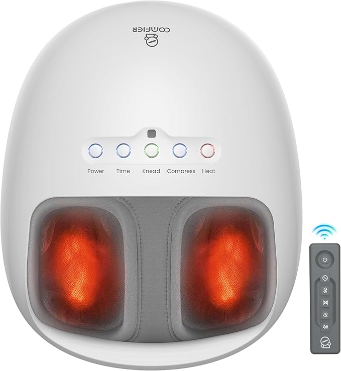 COMFIER Shiatsu Foot Massager with Heat, Kneading and Vibration Heated Foot Feet Massager for Neuropathy Plantar Fasciitis
