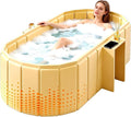 Portable Bathtub for Adult 59" Large Collapsible Cold Plunge Bathtub Foldable No Installation Ice Bath Tub for Shower Stall, Bathroom Hot SPA Soaking Standing Tub