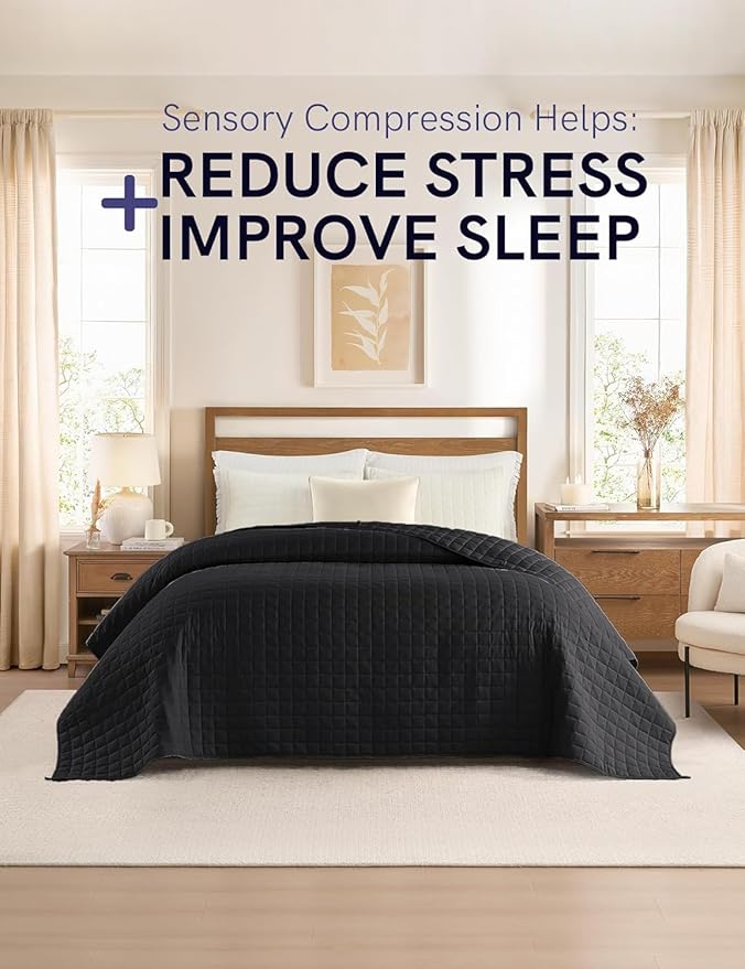 YnM Exclusive 50 lbs Weighted Blanket, Extra Heavy Cotton Bed Blanket for Two Persons, Ideal for Queen or King Bed (88x104 Inches, 50 Pounds, Black)