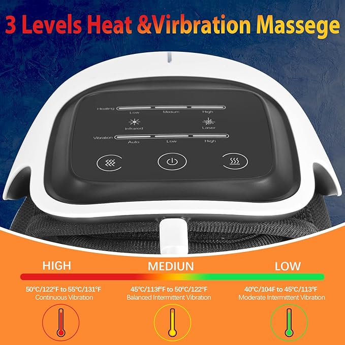 Knee Massager, Large LED Screen, Adjustable Temperature,Cordless Knee Massager with Heat and Vibration, Portable Massager for Knee Discomfort, Longer Knee Straps 48CM