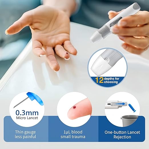 BGM101 Blood Glucose Monitor Kit, 100 Test Strips, 100 Lancets, 1 Blood Glucose Meter, 1 Lancing Device, Diabetes Testing Kit, Portable Blood Sugar Test Kit, Glucometer Kit for Home