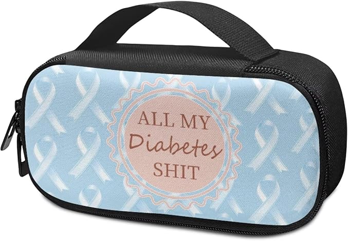 Rnyleeg Blue Ribbon Diabetic Bags for Supplies All My Diabetes Shit Insulin Cooler Travel Case Diabetic Travel Case for Insulin Pens Diabetes Care