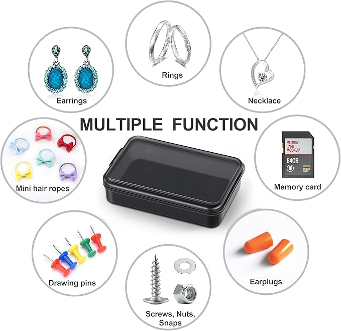 6 PCS Small Pill Box, Tiny Pill Case,Mini Clear Plastic Storage Containers Cute Travel Pill Organizer Case Portable for Pocket Purse Briefcase (Black)