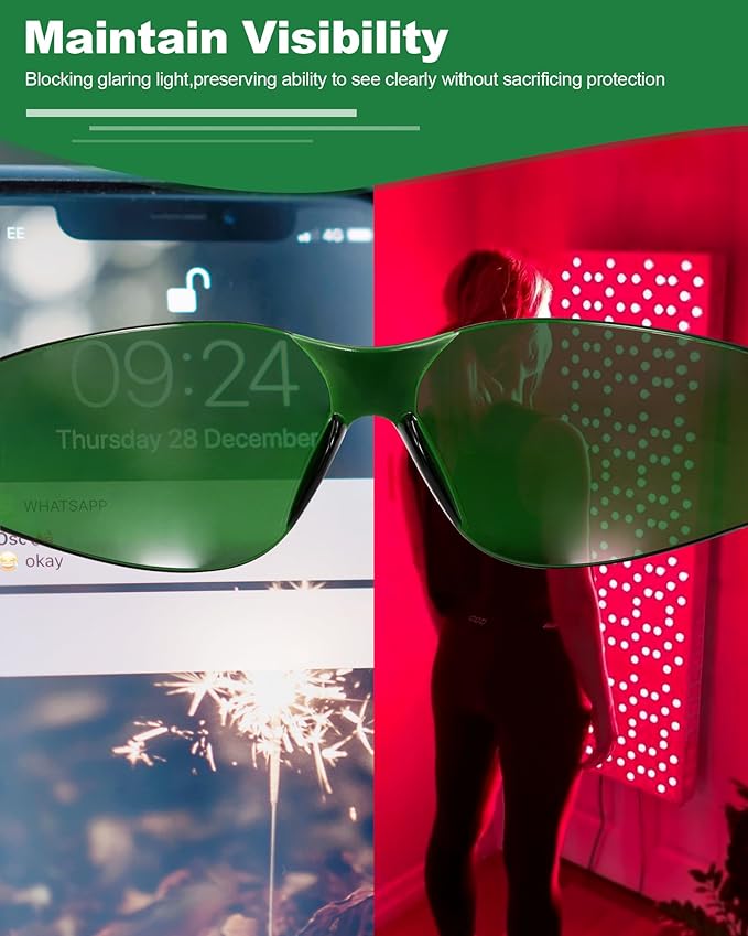 LIGHTMEUP Red Light Therapy Glasses,Eye Protection for Infrared & LED Light Sessions–Blocks 200-2000nm Harmful Wavelengths,Maintain Visibility,Lightweight Red Light Goggles 3 Pairs