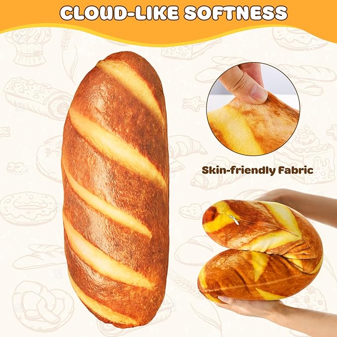 Bread Heating Pad for Period Cramps Menstrual Pain Relief, Portable Electric Heat Pads USB Powered, Funny Baguette Bread Plush Pillow Stuffed, Cute Gifts for Women Teen Girls Birthday Christmas