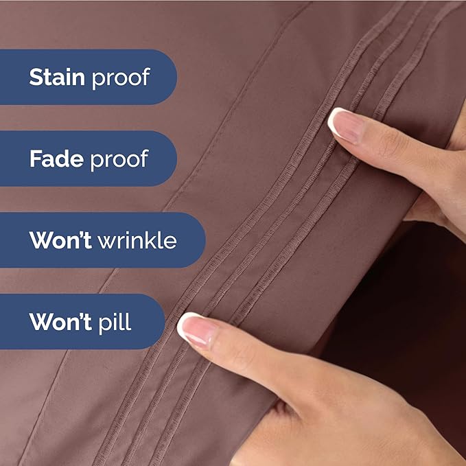 Twin XL Size 3 Piece Sheet Set - Extra Soft, Breathable & Cooling Sheets - Hotel Luxury Durable Bed Sheets for Women & Men - Deep Pockets, Easy-Fit & Wrinkle-Free Sheets - Clay Oeko-Tex Bed Sheet Set