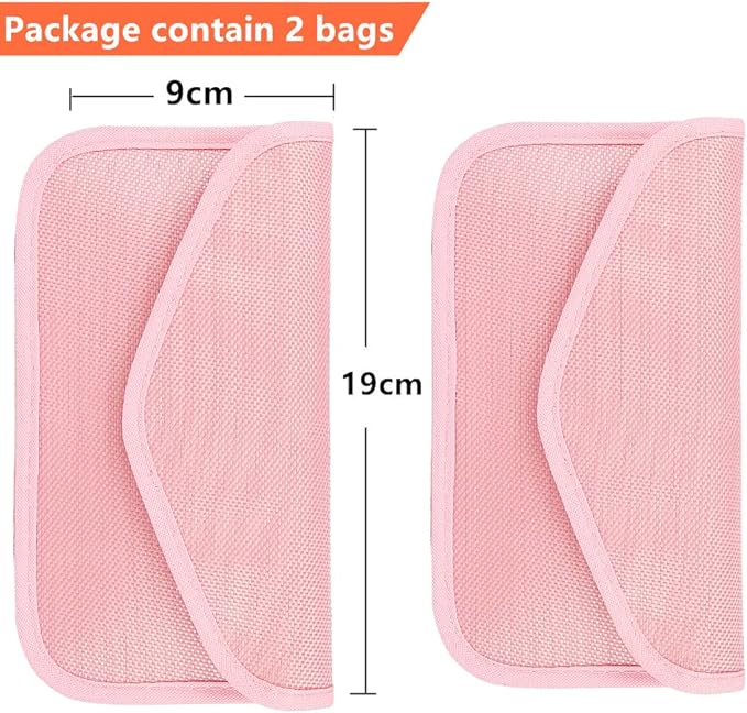 Faraday Key Fob Protector (2 Pack), Premium Faraday Bag/Pouch, Car Key Signal Blocker, Signal Blocking Bag for Cell Phone Privacy P (Pink)