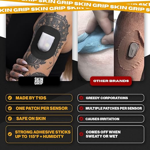 Skin Grip Insulet Omnipod 5 Adhesive Patches Waterproof & Sweatproof (Also Fits Omni pod Dash), Pre-Cut Medical Tape, Ultimate Insulin Pump Protection, Diabetic Sensor Covers, 20-Pack, Black