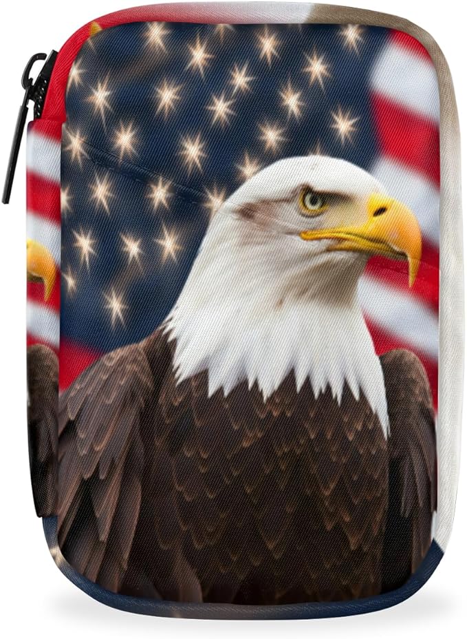 American Flag Eagles Travel Pill Organizer Bag Portable Weekly Pill Box Travel Medicine Organizer 7 Day Pill Case with Zipper for Daily Travel Family Business