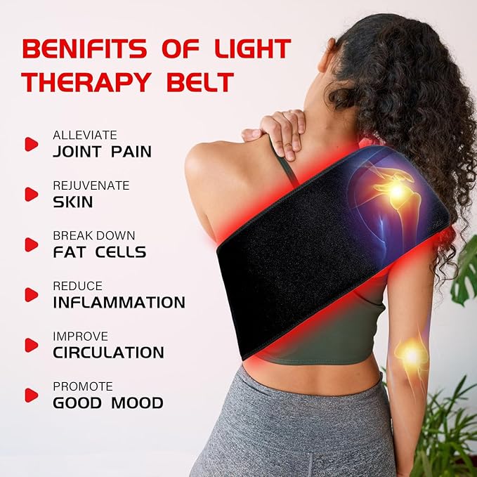 TOLOCO Infrared Light Therapy, Red Light Therapy for Body, Red Light Therapy Wrap Upgraded 3-in-1 LED Beads, 660nm & 850nm Red Light Belt with Remote Control, Relieves Back and Waist Muscle Pain