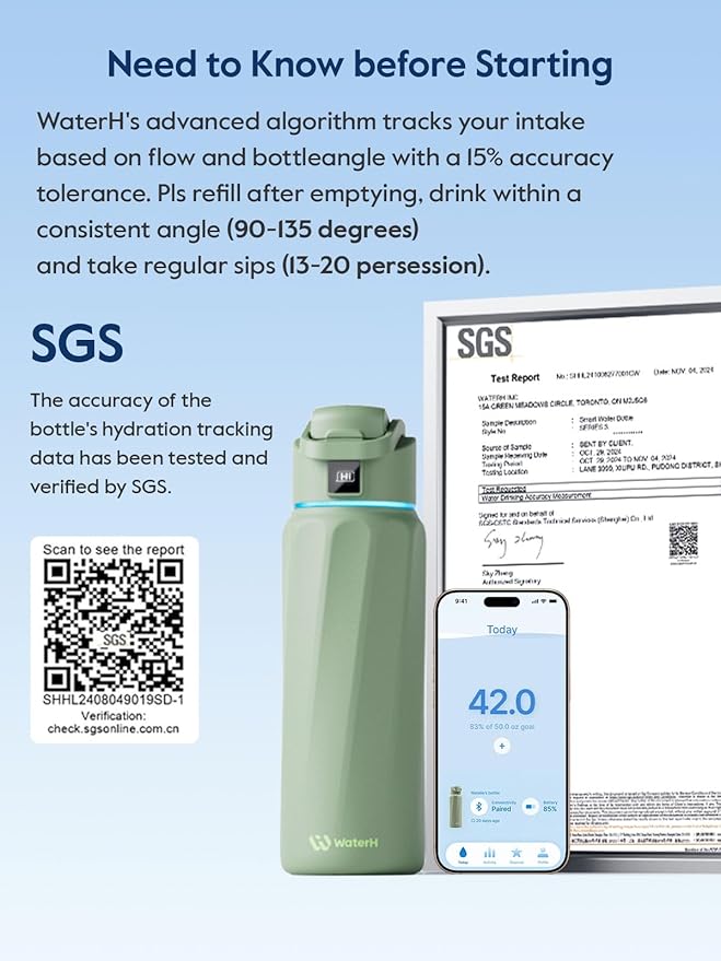 BOOST Smart Water Bottle with Reminder & Tracker, Double Wall Vacuum Insulated Bottles Stainless Steel, 32oz BPA-Free Wide Mouth for School, Gym, Office, Ideal for Mother's Day
