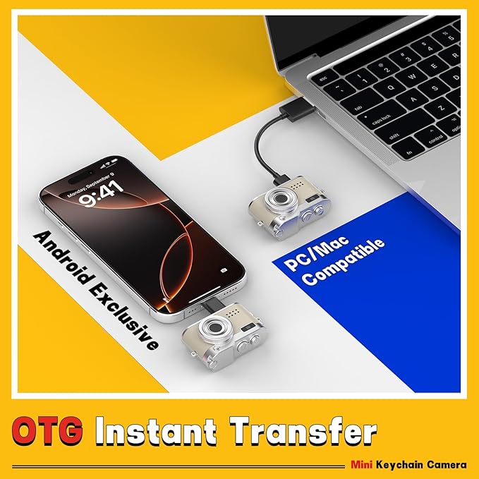 Mini Keychain Camera, 1080P & 2MP Retro Aesthetic, 32GB Memory, Pocket-Sized Vintage Camera, Bag Charm, Birthday Gift