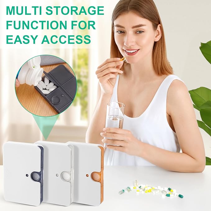 Portable Pill Organizer, 6 Compartments Travel Pill Case for Purse or Pocket -Small Pillbox Dispenser Home Travel Supplement Holder to Hold Medicines, Cod Liver Oil, Supplements (3 Count White)
