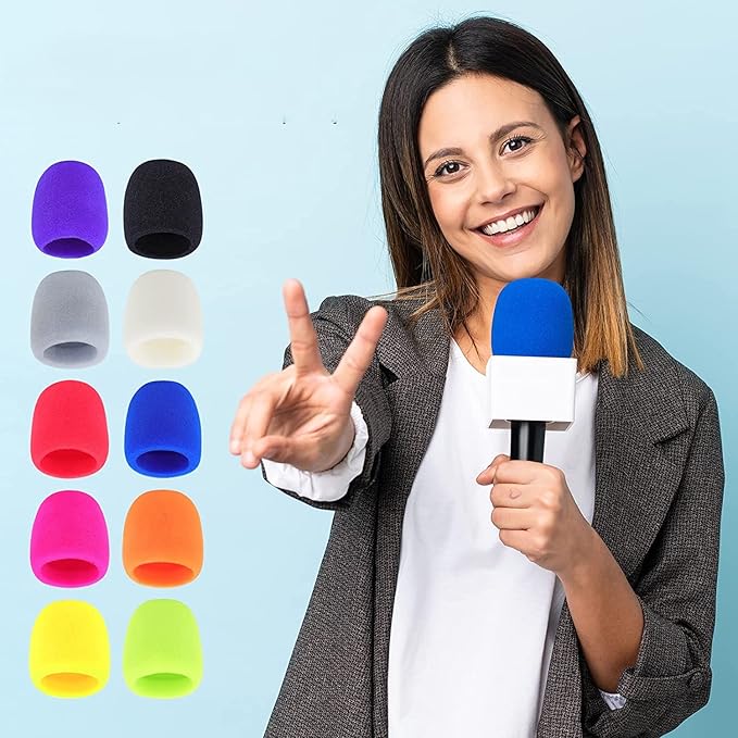 Fielect 2Pcs Microphone Cover Sponge Foam Mic Cover Handheld Microphone Windscreen Shield Protection Micro Foam Filter Red for KTV Broadcasting