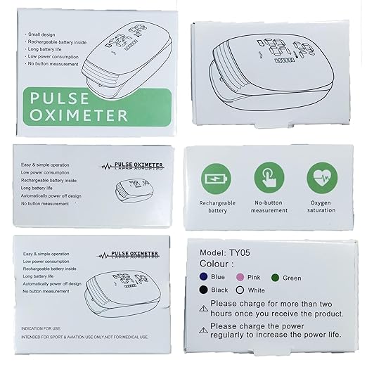 Pulse Oximeter Fingertip, Pulse Oximeter with Rechargeable, Oxygen Meter Finger Pulse Oximeter, Fingertip Blood Oxygen Saturation Monitor Rechargeable, Accurate Fast SpO2 Reading for Sports (White)