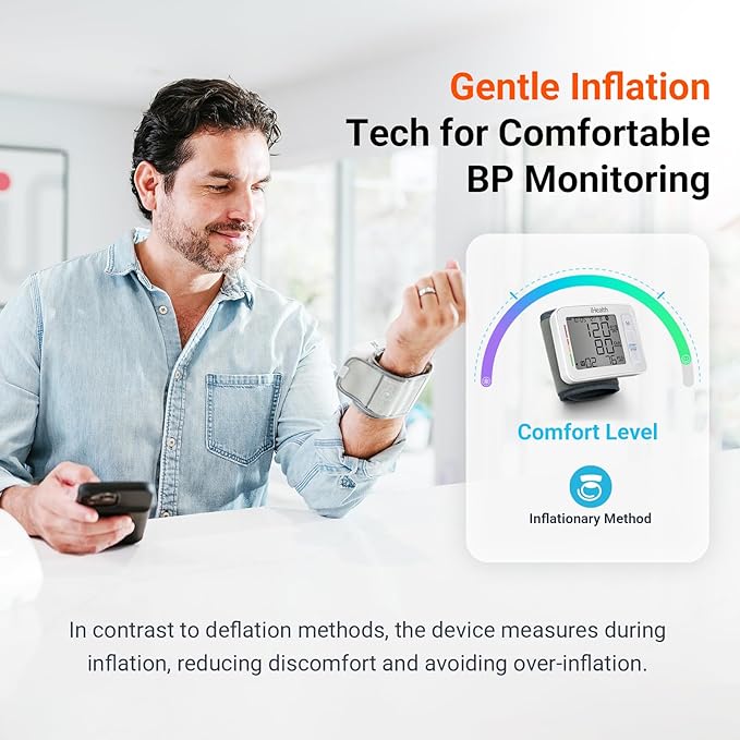 iHealth Push Wrist Blood Pressure Monitor, Digital Bluetooth Blood Pressure Machine with Large Display and Portable Carrying Case for At Home and Travel Use