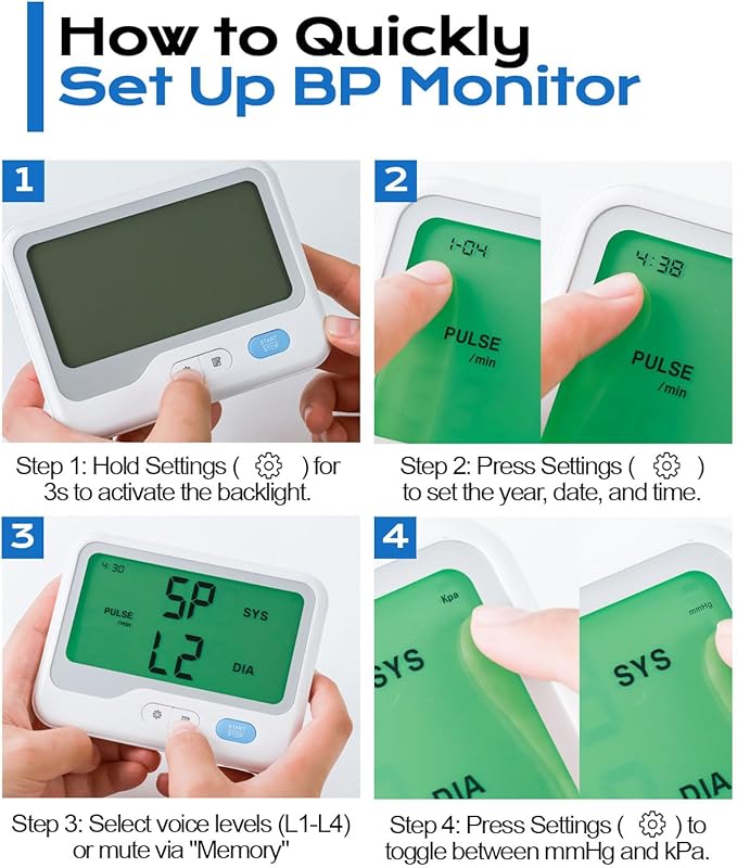 Blood Pressure Monitor for Home Use, Automatic Upper Arm Blood Pressure Machine with Adjustable 8.7"-16.5" Cuff, Large 4.3" Backlit Display, 2 Users x 99 Memory