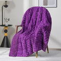 Cottonblue Weighted Blanket 15lbs Bubble Fleece Plush Sherpa Heavy Weighted Blankets for Adults, Fits Queen Size Bed, Cute Fuzzy Warm Heavy Blanket for Calm and Better Sleep, 60"x80", Purple