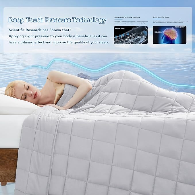 Topcee Weighted Blanket for Adults (15lbs 48"x72"), Minky Dots Heavy Blanket for Woman, Man Sleeping, Soft, Cozy and Cooling Weighted Throw Blankets, Machine Washable, Grey