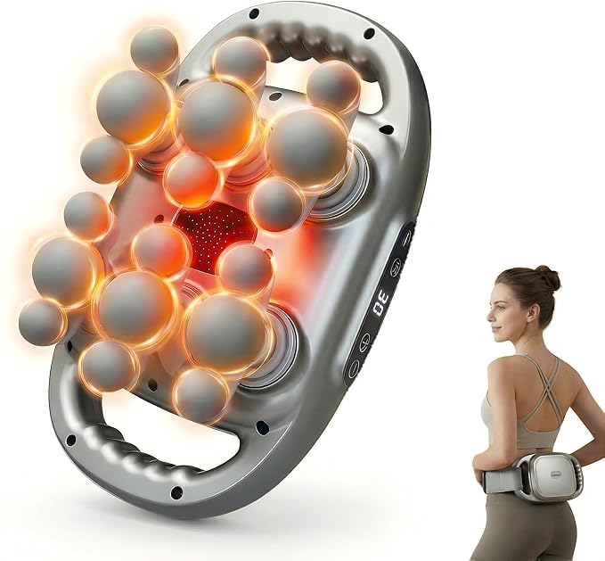 Goemeri 18-Head Massage Gun Set – Deep Tissue Percussion Massager with 9 Smart Modes & 30 Speed Levels, Quiet Handheld Muscle Massager for Back, Shoulder, Waist & Leg Relief, Ideal Gift