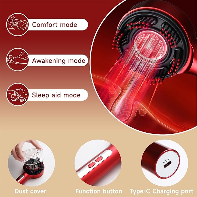 3-in-1 Electric Scalp Massage Comb, Hair Growth Oil Applicator,Portable Home Scalp Brush for Men and Women, Ipx7 Waterproof