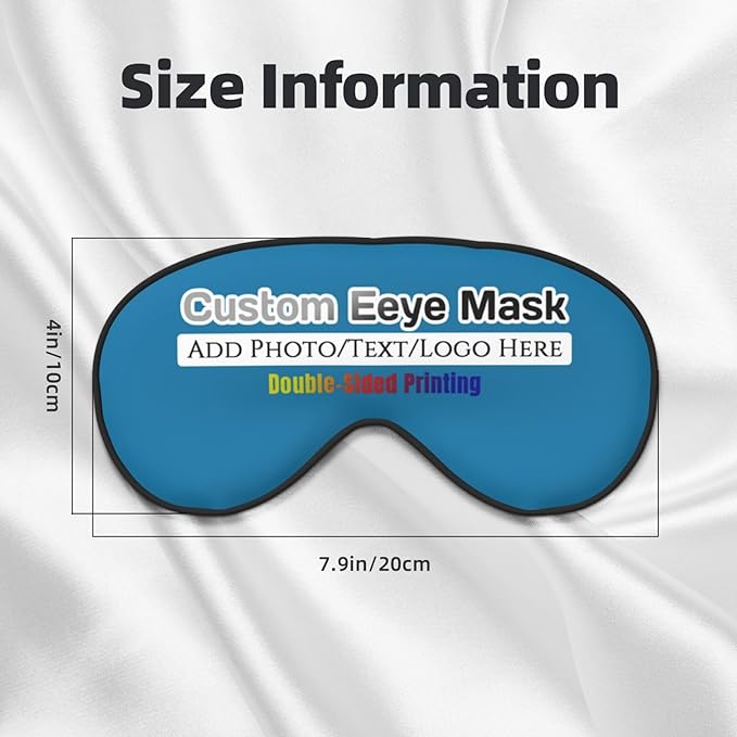 Personalized Eye Masks,Customized Sleep Blindfold Eye Mask,Custom Blackout Eye Cover with Adjustable Strap for Travel and Nap Sapphire Blue