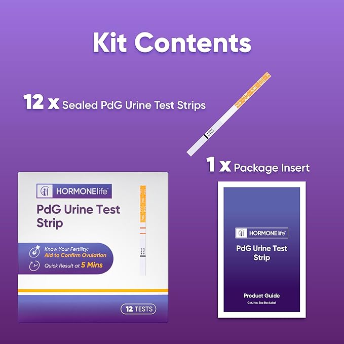 PdG Test Strips for Women – PDG Urine Tests to Confirm Ovulation, Easy at-Home Progesterone Metabolite Detection (6/12 Count) (12 Count)