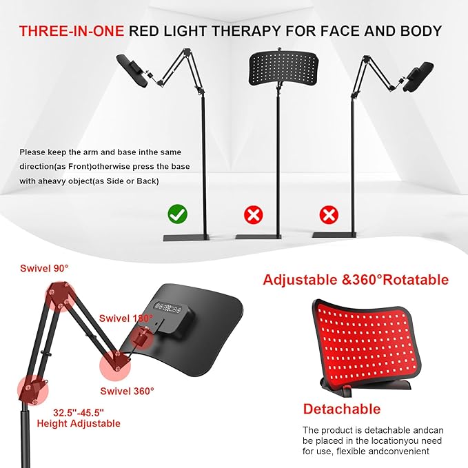 Red Light Therapy for Body, Red Light Therapy for Face and Body with 660nm/850nm Dual Wavelength Touchscreen & Remote Control,Adjustable Stand/Desktop Mount,Infrared Light Device for Skin Health