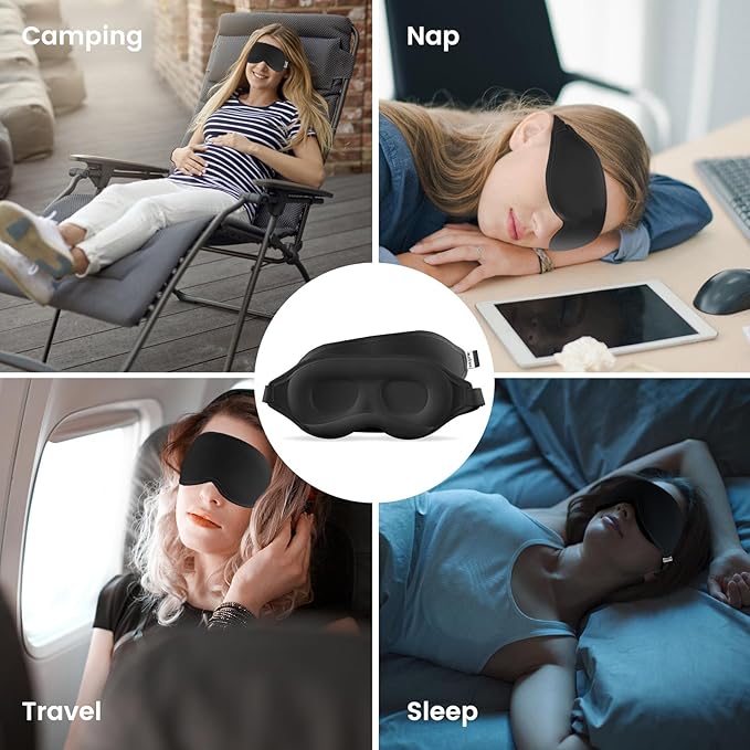 Audree Eye Mask for Sleeping - 3D Contoured 100% Sleep Mask Light Blocking | Eyemask for Women and Men, Zero Eye Pressure Night Blindfold | Soft Eye Cover