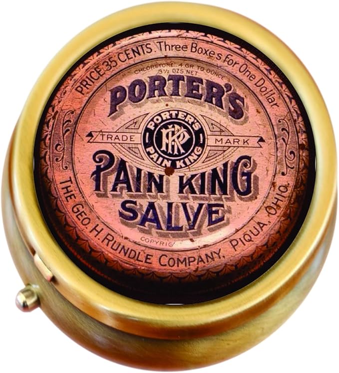 Apothecary Vintage Pain King Salve Brass Pill Box