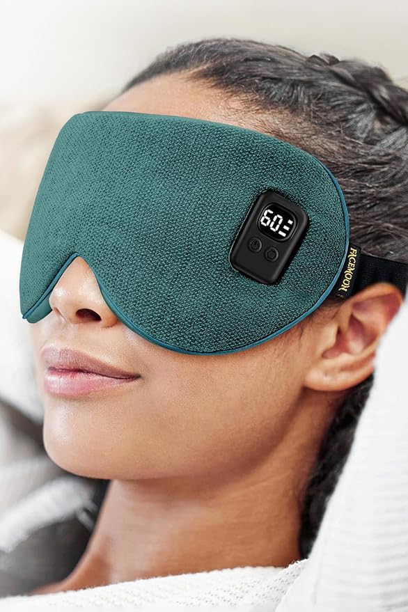 Heated Eye Mask for Dry Eyes: Warm Compress for Digital Tired Eyes, Stye Relief - Cordless, Adjustable Heat & Timer Settings - Airplane/Road Travel, Sleep aid, Office nap Green