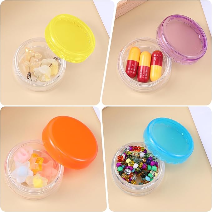 Small Pill Organizer Box, 5 Pcs Travel Pill Cases Holder Portable Daily Mini Pill Container No BPA Medicines Storage Containers for Purse Pocket Briefcase (Blue/Orange/Rose Red/Yellow/Green)