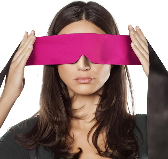 FRESHME Satin Sleeping Mask - Eye Mask for Sleeping Comfortable Adjustable Eye Blindfold Cover for Women Men Night Travel Nap Yoga Meditation Valentine's Day Gift Black and Deep Purple 160cm/63in