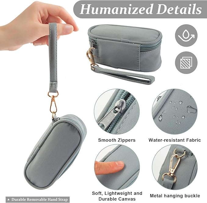 Weekly Pill Organizer 2 Times a Day, Travel Pill Box 7 Day with Large Opening, Pill Case with Handle, Pill Dispenser Medicine Organizer for Vitamins, Fish Oils, Medications, Supplements (Grey, Small)