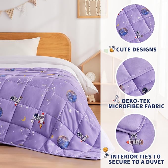 anfie Weighted Blanket Kids(50"x60" 5lbs) Weighted Blanket Cooling Blanket for Sleeping,Throw Size Breathable Blanket with Premium Glass Bead(Space Purple)