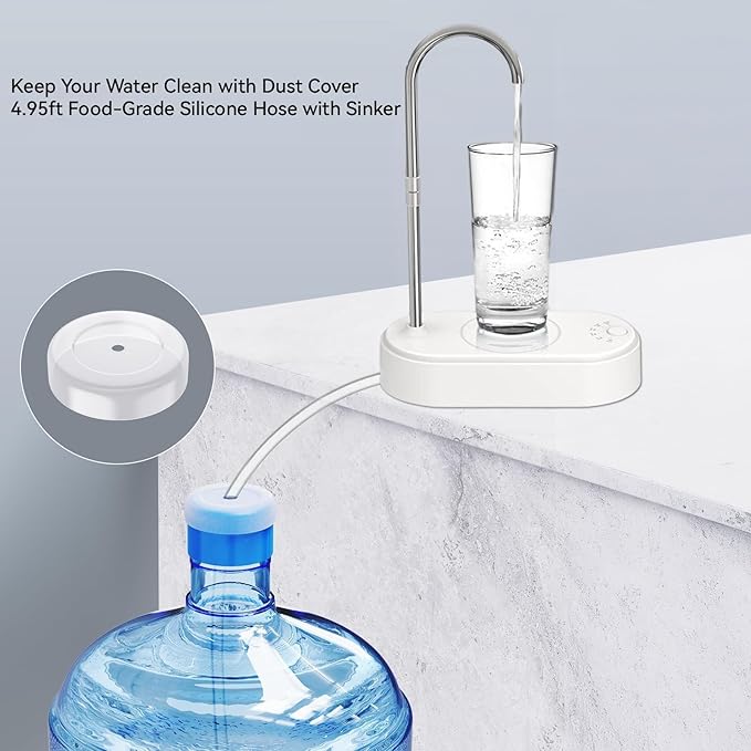 Desktop Water Dispenser for 5 Gallon Bottle, Automatic Countertop Water Dispenser, 6 Dispense Modes, USB Rechargeable, Universal Desk Water Jug Pump for Home, Office,Camping, Kitchen