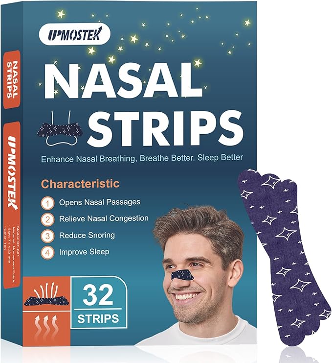 Nasal Strips for Snoring - Extra Strength Nose Strips for Breathing - Nose Tape for Sport, Work and Sleep - Anti Snoring Strips Help Stop Snoring (Blue-32PCS)