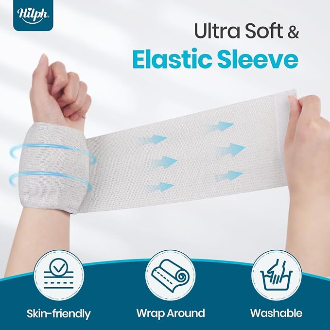 Hilph Soft Gel Ice Pack for Injuries Reusable, with Sleeve Strap, Wrap Around Gel Ice Pack Wrap Set with 2 Hot Cold Pack for Wrist, Head, Neck, Face, Knee, Ankle, Wisdom Teech, Headache, Migraine