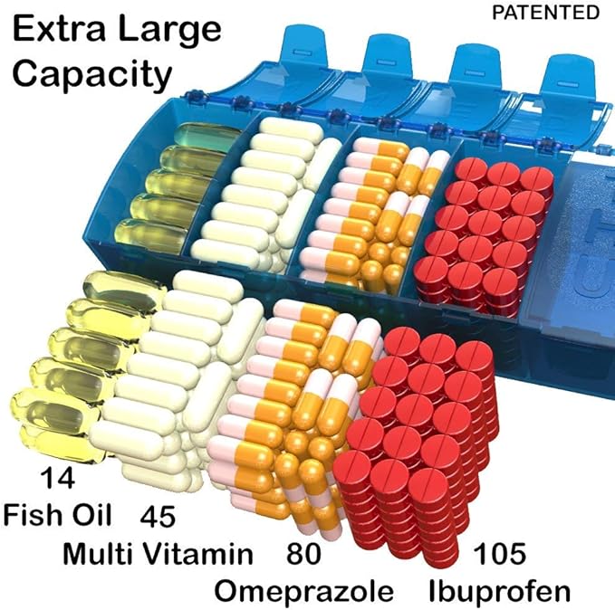 4Thought Med Manager Weekly, Extra Large Pill Organizer, XXL, 7 Day